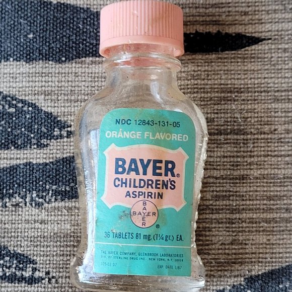 COPY - Vintage Bayer Children's Aspirin Glass Bottle - Picture 1 of 6